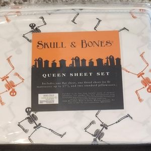 Halloween Sheets Skelton QUEEN